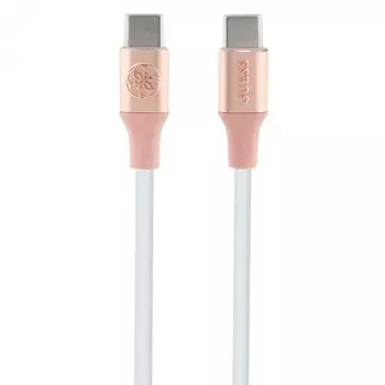 Cavo di ricarica rapida GUESS GUCCLALRGDP USB-C a USB-C 1,5 m rosa con logo in rilievo