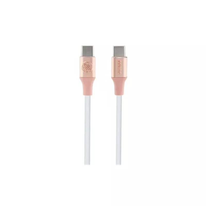 Cavo di ricarica rapida GUESS GUCCLALRGDP USB-C a USB-C 1,5 m rosa con logo in rilievo