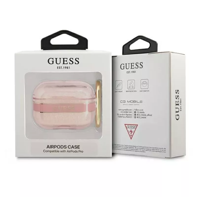 Custodia GUESS per AirPods Pro con cinturino rosa Strap Collection