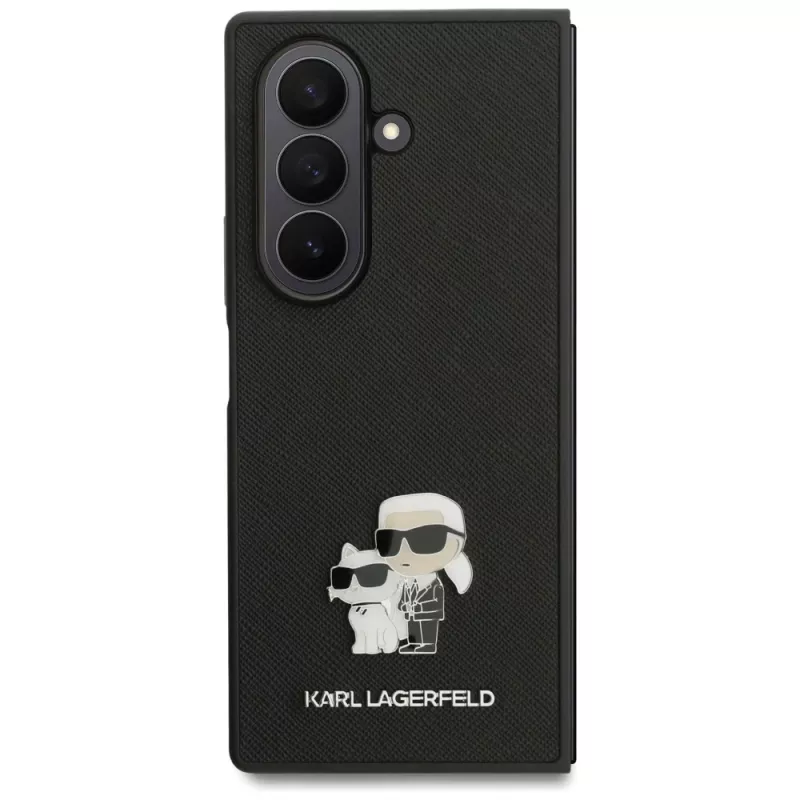 Custodia con pin Karl Lagerfeld Saffiano Karl & Choupette per Samsung Galaxy Z Fold7 - nero
