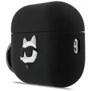 Custodia in silicone Karl Lagerfeld Choupette Head 3D per AirPods Pro 3 - nero