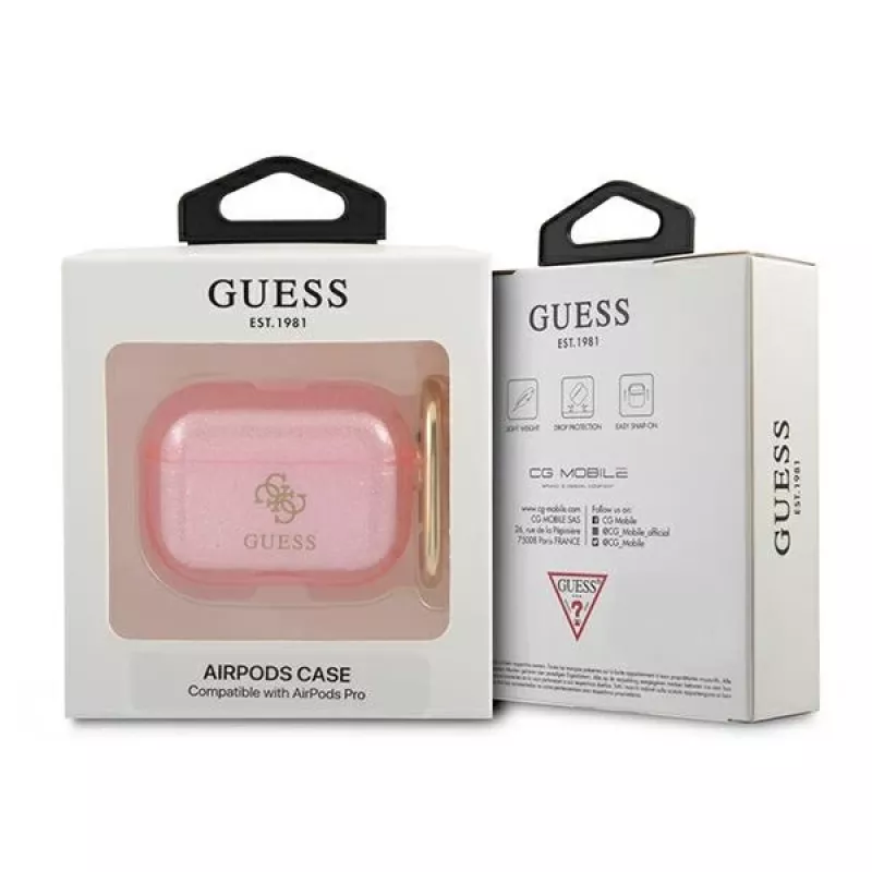 Custodia Guess GUAPUCG4GP per AirPods Pro rosa collezione Glitter