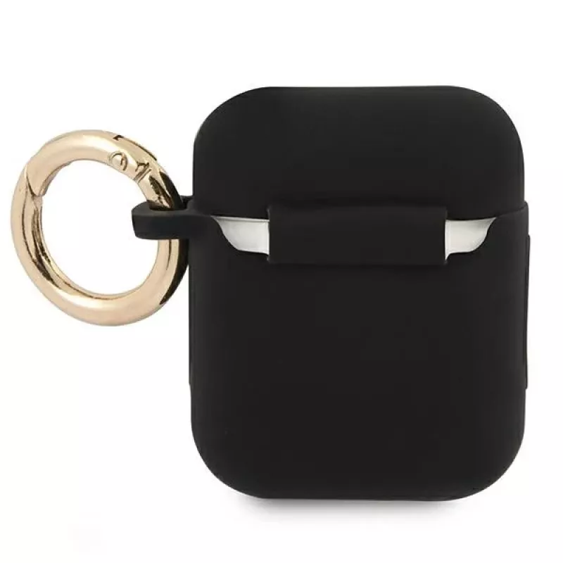 Custodia Guess GUA2SSSK per AirPods 1/2 nera in silicone Vintage Script