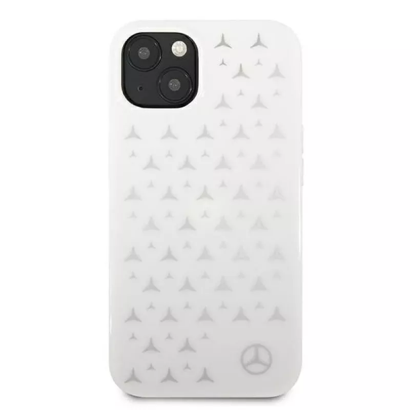 Custodia rigida Mercedes-Benz Silver Stars per iPhone 13/14/15 6,1 pollici - bianca