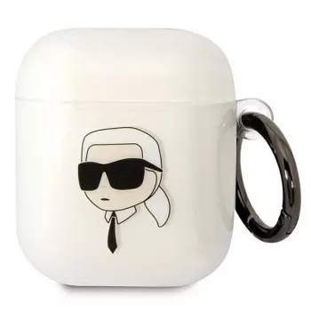 Custodia trasparente Karl Lagerfeld KLA2HNIKTCT per AirPods 1/2 con design Karl's Head