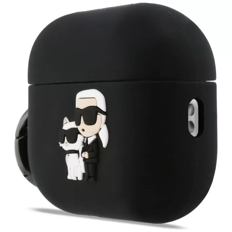 Custodia in silicone Karl Lagerfeld Karl & Choupette Head 3D per AirPods Pro 3, Nero