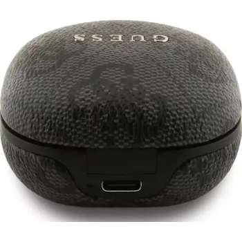Auricolari true wireless Bluetooth Guess 4G Classic Metal Logo con ENC e custodia di ricarica, neri