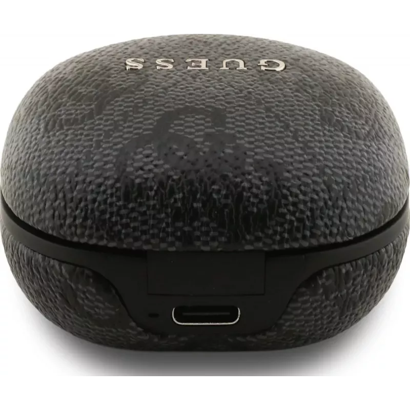Auricolari true wireless Bluetooth Guess 4G Classic Metal Logo con ENC e custodia di ricarica, neri