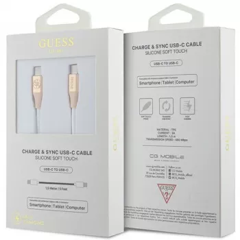 Cavo GUESS GUCCLALRGDD USB-C a USB-C 1,5 m ricarica rapida oro chiaro logo in rilievo
