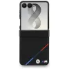 Custodia MagSafe BMW M in pelle con strisce tricolore perforate per Samsung Galaxy Z Flip8 - nero