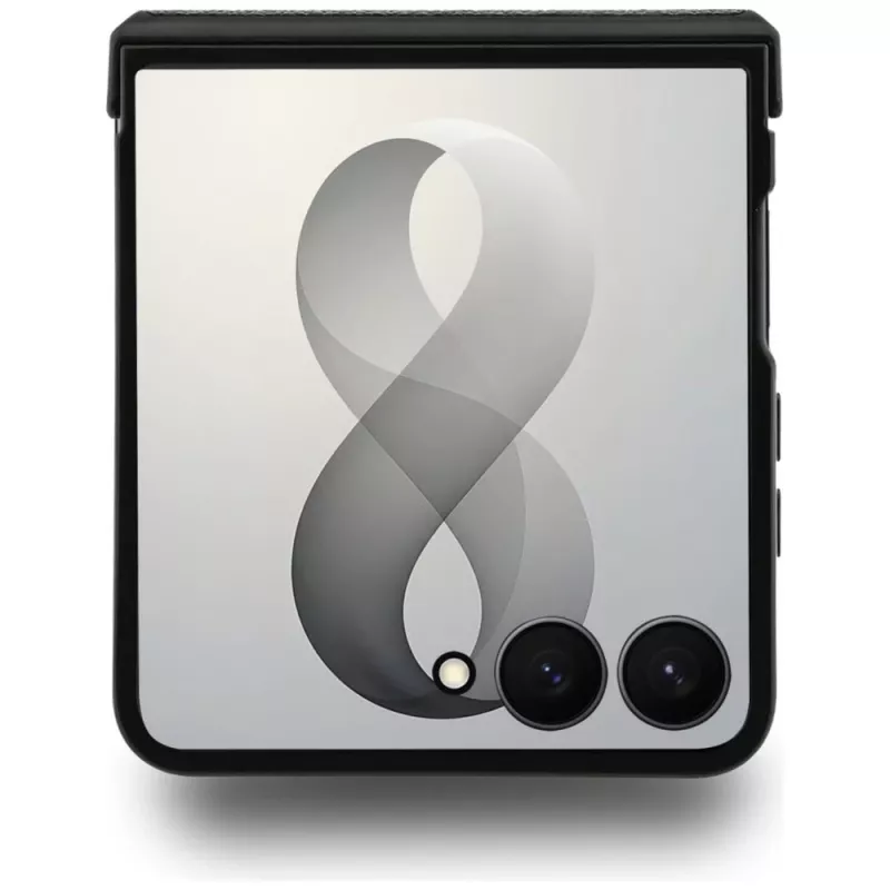 Custodia MagSafe BMW M in pelle con strisce tricolore perforate per Samsung Galaxy Z Flip8 - nero
