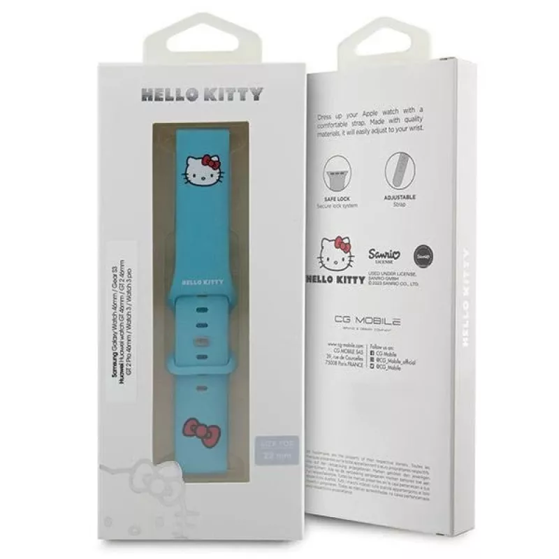 Cinturino universale in silicone per orologio Hello Kitty Head blu 22mm