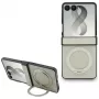 Custodia MagSafe Guess Magnetic Ring Stand Grained Classic Logo per Samsung Galaxy Z Flip 8, beige