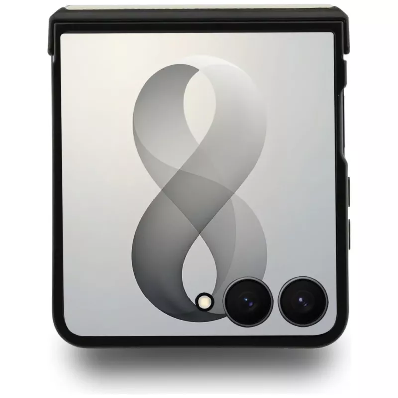 Custodia MagSafe Guess Magnetic Ring Stand Grained Classic Logo per Samsung Galaxy Z Flip 8, beige