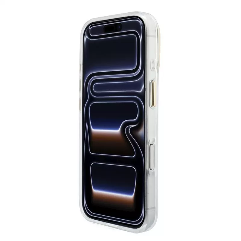 Custodia protettiva GUESS 4G Script Metal per iPhone 18 Pro Max / 17 Pro Max - bianco
