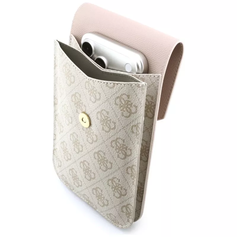 Borsa per cellulare Guess Graines 4G & Classic Logos rosa