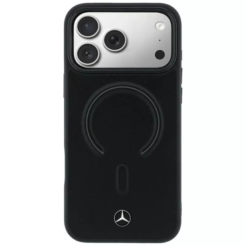 Custodia MagSafe Mercedes in pelle 3D per iPhone 18 Pro Max / 17 Pro Max - nero
