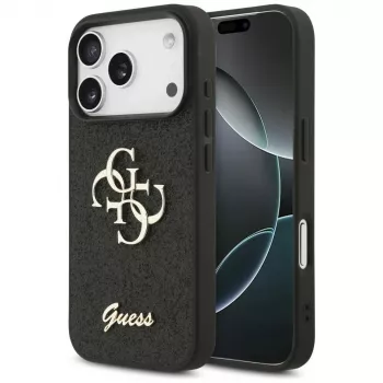 Custodia GUESS Fixed Glitter Big 4G per iPhone 18 Pro / 17 Pro - nero