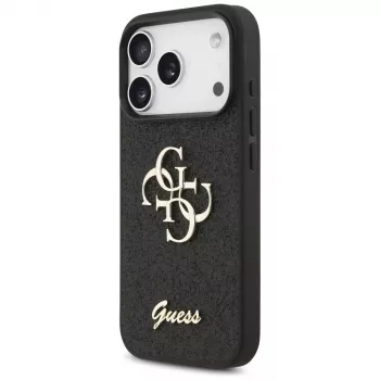 Custodia GUESS Fixed Glitter Big 4G per iPhone 18 Pro / 17 Pro - nero