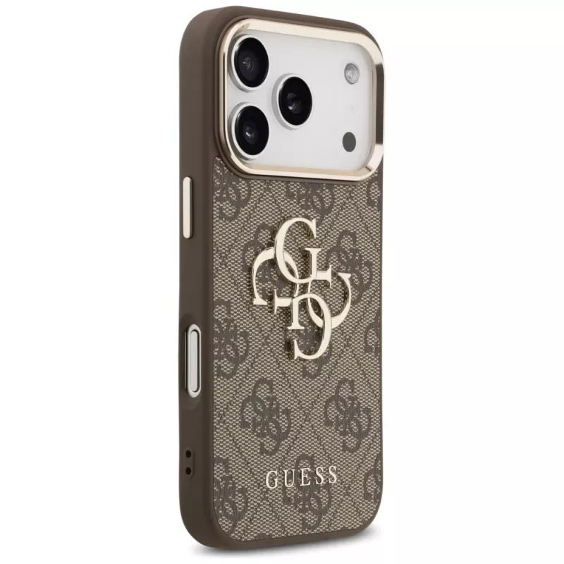 Custodia GUESS 4G Big Classic Logo per iPhone 17 Pro / 18 Pro - marrone e oro