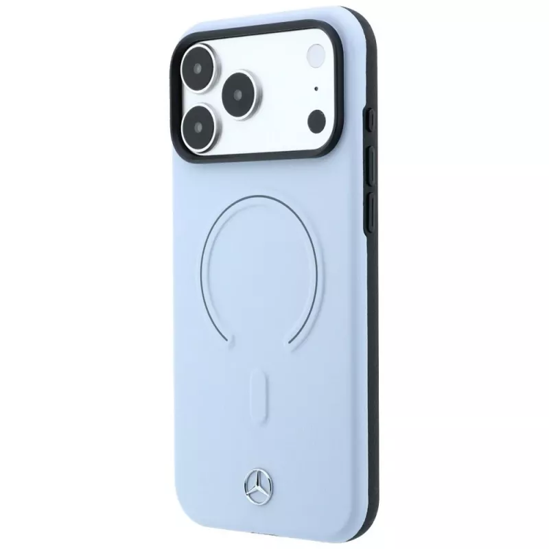 Custodia MagSafe Mercedes in pelle 3D per iPhone 18 Pro Max / 17 Pro Max - blu