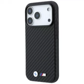 Custodia MagSafe BMW M Carbon Metal Logo per iPhone 18 Pro / 17 Pro - nero