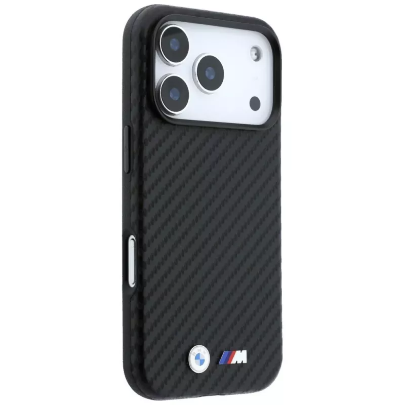 Custodia MagSafe BMW M Carbon Metal Logo per iPhone 18 Pro / 17 Pro - nero