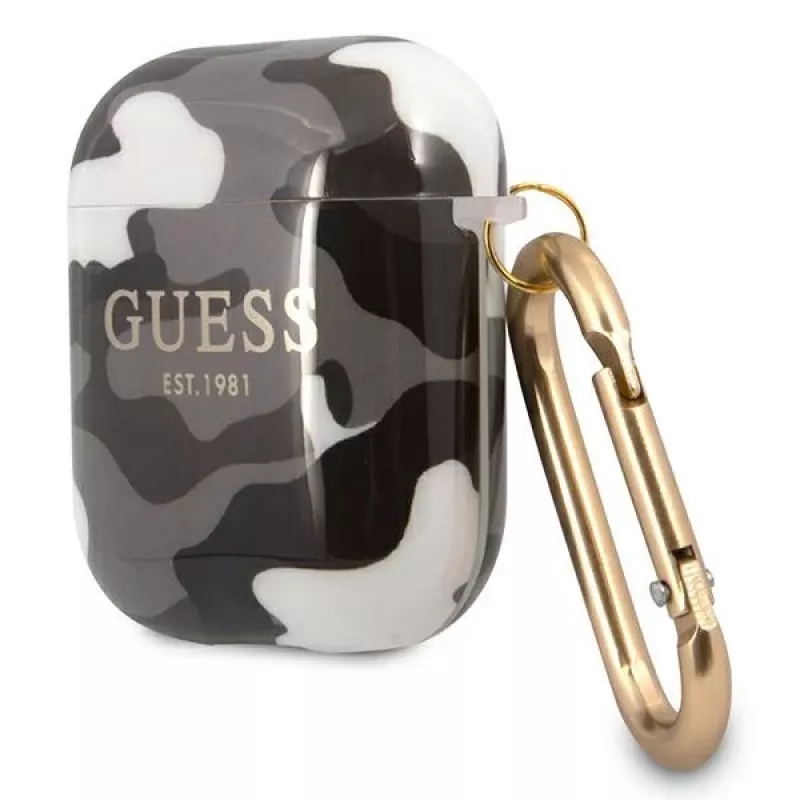 Custodia Guess GUA2UCAMG per AirPods 1/2 nero collezione Camo