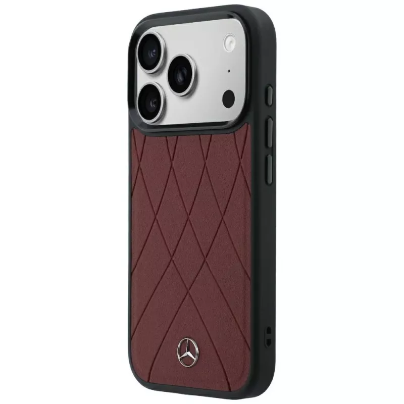 Custodia MagSafe Mercedes in pelle Crossed Lines per iPhone 18 Pro Max / 17 Pro Max - bordeaux
