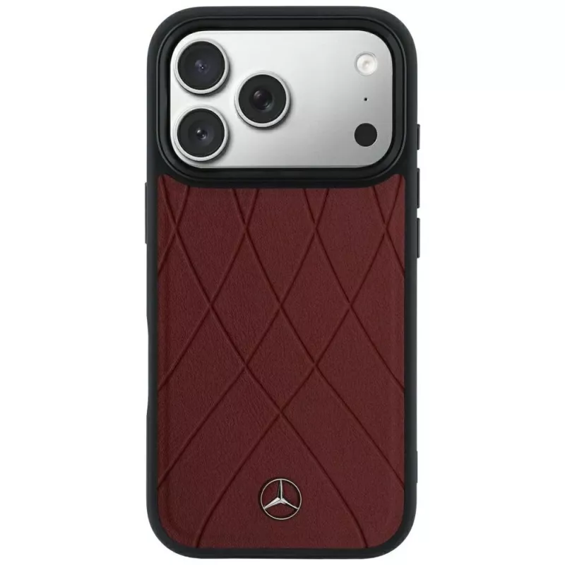 Custodia MagSafe Mercedes in pelle Crossed Lines per iPhone 18 Pro Max / 17 Pro Max - bordeaux