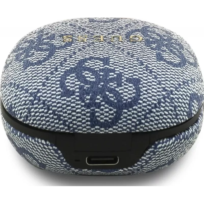 Auricolari Bluetooth True Wireless GUESS 4G Classic Metal Logo con ENC e custodia di ricarica, blu