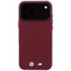 Custodia MagSafe BMW M Carbon Metal Logo per iPhone 18 Pro Max / 17 Pro Max - bordeaux