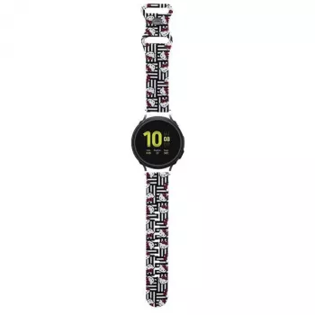 Cinturino universale in silicone Hello Kitty per smartwatch HKUWMSDIESK Heads & Stripes nero 20mm