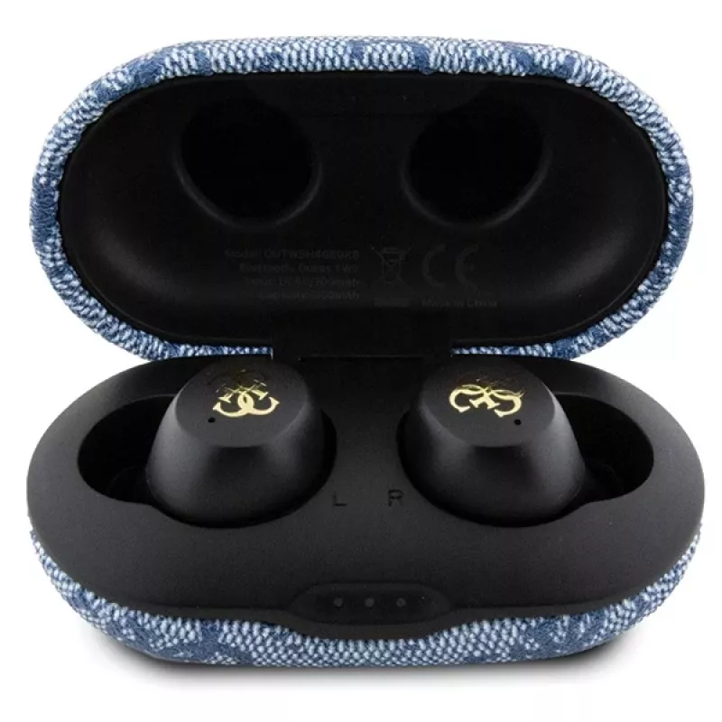 Auricolari Bluetooth True Wireless GUESS GUTWSP4EGB con dock di ricarica, ENC, blu metallizzato