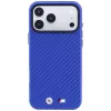 Custodia MagSafe BMW M Carbon Metal Logo per iPhone 18 Pro / 17 Pro - blu