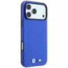 Custodia MagSafe BMW M Carbon Metal Logo per iPhone 18 Pro / 17 Pro - blu