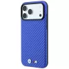 Custodia MagSafe BMW M Carbon Metal Logo per iPhone 18 Pro Max / 17 Pro Max - blu