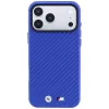 Custodia MagSafe BMW M Carbon Metal Logo per iPhone 18 Pro Max / 17 Pro Max - blu