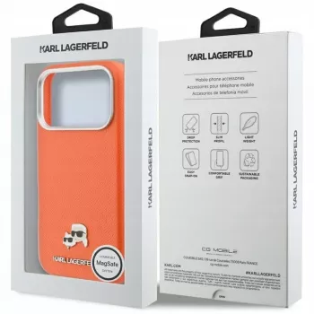 Karl Lagerfeld Karl & Choupette Head Pins Saffiano custodia MagSafe per iPhone 17 Pro - arancione