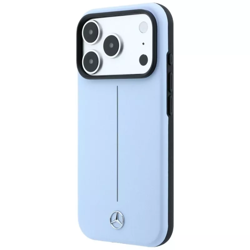 Mercedes pelle semi wrap Iconic Line custodia MagSafe per iPhone 18 Pro Max / 17 Pro Max - blu