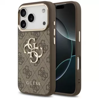 GUESS 4G Big Logo Classic custodia per iPhone 17 Pro Max / 18 Pro Max - marrone e oro