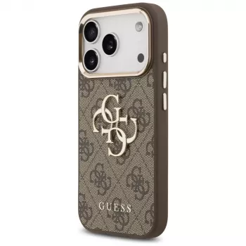 GUESS 4G Big Logo Classic custodia per iPhone 17 Pro Max / 18 Pro Max - marrone e oro