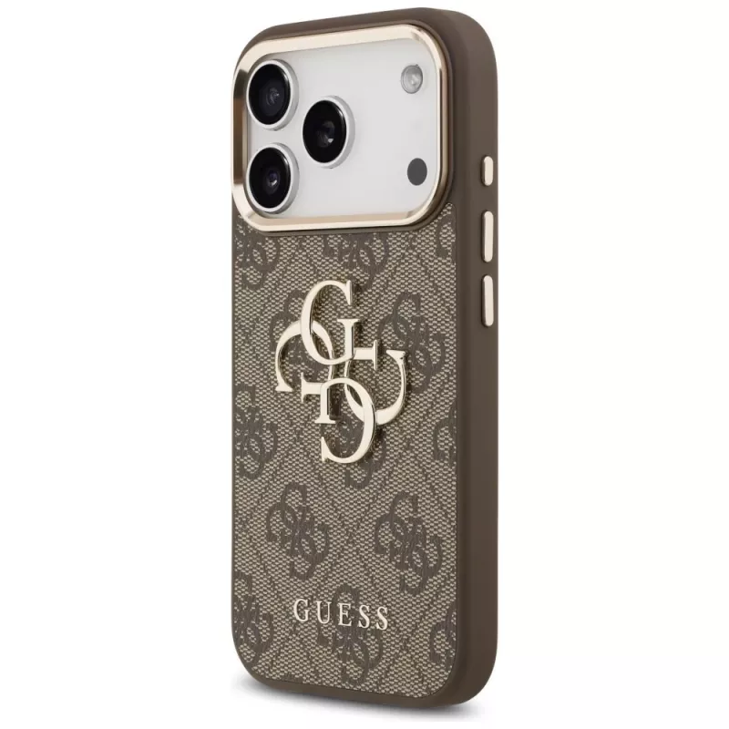 GUESS 4G Big Logo Classic custodia per iPhone 17 Pro Max / 18 Pro Max - marrone e oro