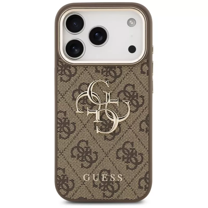 GUESS 4G Big Logo Classic custodia per iPhone 17 Pro Max / 18 Pro Max - marrone e oro