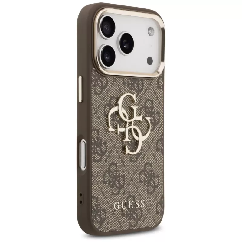 GUESS 4G Big Logo Classic custodia per iPhone 17 Pro Max / 18 Pro Max - marrone e oro