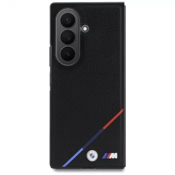 BMW M pelle perforata con striscia tricolore e loghi in metallo custodia MagSafe per Samsung Galaxy Z Fold8 Ultra - nero