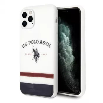 U.S. Polo Assn. USHCN58PCSTRB Tricolor Pattern Collection custodia per iPhone 11 Pro, bianco
