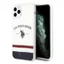 Custodia U.S. Polo Assn. USHCN58PCSTRB Tricolor Pattern Collection per iPhone 11 Pro, Bianco