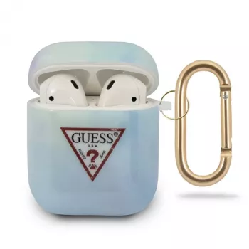 GUESS GUACA2TPUMCGC02 custodia per AirPods 1/2 blu collezione Tie & Dye