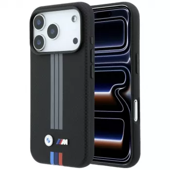 BMW M Quadrille Kevlar antracite e linee stampate tricolore custodia MagSafe per iPhone 18 Pro / 17 Pro